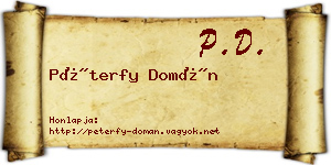 Péterfy Domán névjegykártya